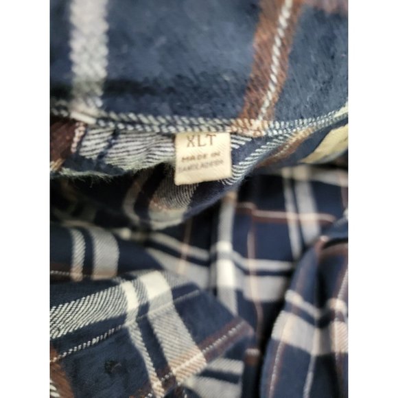 Jachs XLT Plaid Flannel‎ Shirt Heavy 100% Cotton Overshirt Blue plaid Button Up - Picture 8 of 9